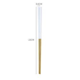 Stainless Steel Non-slip Anti-fungal Chopsticks For Home Use (Option: White Gold)