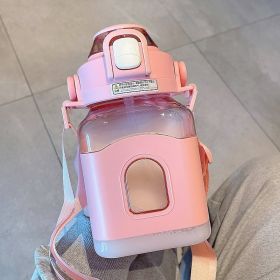 Fashion Simple Portable Plastic Straw Cup (Color: Pink)