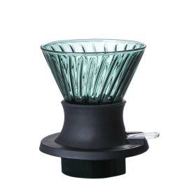 Glass Coffee Pot Infuser Hand Flushing Appliance Filter Cup (Option: Lake green trumpet twill)