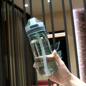 Home Plastic Drop-resistant Straw Handy Cup (Option: Green-500ML)