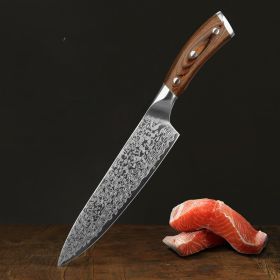 Damascus Leather Steel Kitchen Stainless Steel Kitchen Knife (Option: Western cloud pattern)