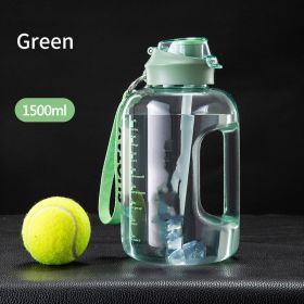 With Straw Large Portable Travel Bottles For Training Sport (Option: Green-1500ml)