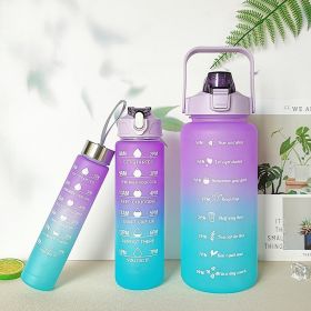 Large Capacity Gradient Three-piece Plastic Fashion Sports Portable Water Cup (Option: Gradated purple)