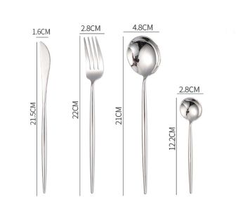 Nordic Style 304 Stainless Steel Western Food Knife Spoon Chopsticks Four-piece Set (Option: Knife fork spoon brown spoo)