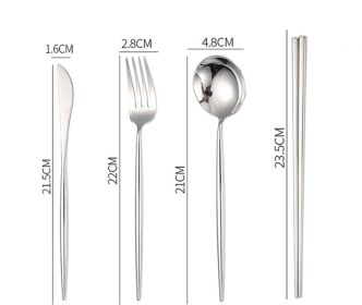 Nordic Style 304 Stainless Steel Western Food Knife Spoon Chopsticks Four-piece Set (Option: Knives forks spoons chopsti)