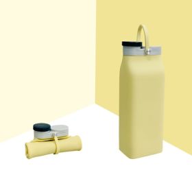 Folding Cup Fully Soft Silicone Drinking Accessories Kitchen Gadgets In Summer (Option: Yellow-400ML)
