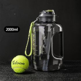 With Straw Large Portable Travel Bottles For Training Sport (Option: Black-2500ml)