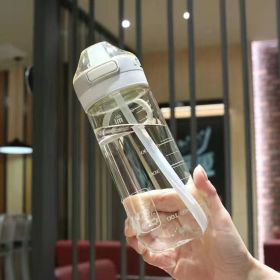 Home Plastic Drop-resistant Straw Handy Cup (Option: White-500ML)