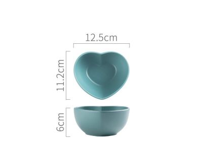 Nordic Love Creative Plate Heart-shaped Couple Dinner Plate Saucer Ceramic Cutlery (Option: Bowl green-4.5inches)